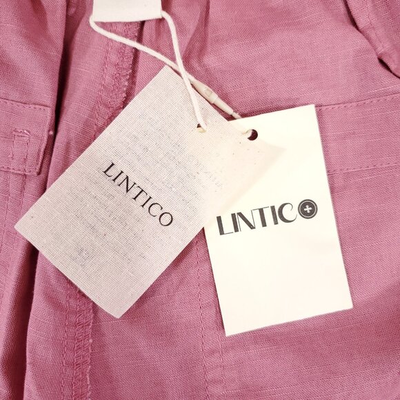 NWT Lintico Womens Large Linen Simple Button Fly Trousers HEIDI Raspberry Pink - Picture 9 of 16
